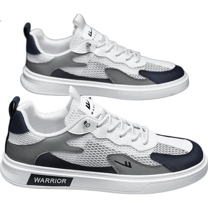 Huili Men's Mesh Sneakers, Summer New Style Men's Breathable Sandals, Casual Sports Shoes, White/blue/gray, Size 41