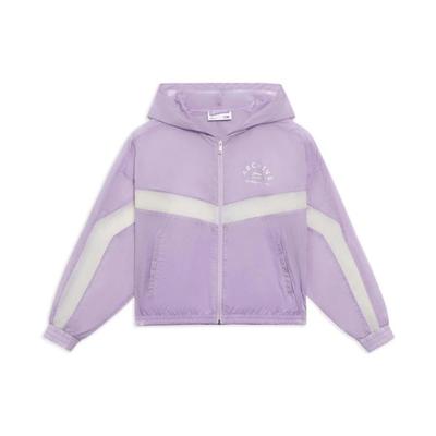 Li Ning Sports Trend Series Loose Color Block Ice Silk Quick Dry Hooded Jacket Women Jacket Purple AFDS310-3