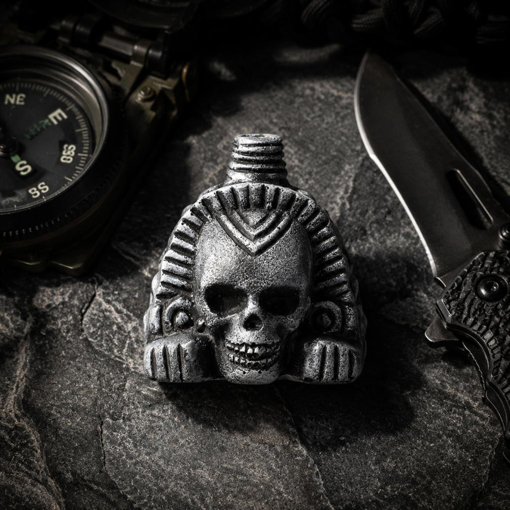 Aztec Style Skull Ring with Detailed Carvings Ancient Design Inspired Jewelry for Collectors and Enthusiasts Durable Metal Construction