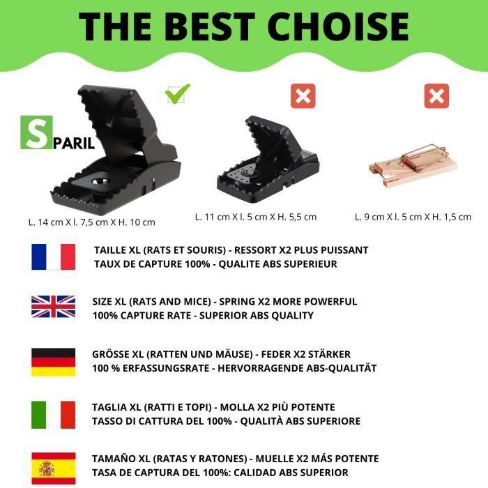 Piege à rat et souris xxl, tapette puissante, efficace et réutilisable. luttez comme un professionnel contre rongeur et nuisible.