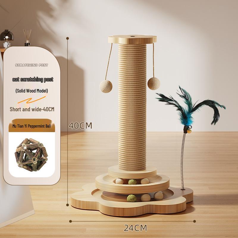 Wear-Resistant Sisal Cat Scratching Board & Teaser Stick - Kitten Toy for Self-Amusement and Boredom Relief.