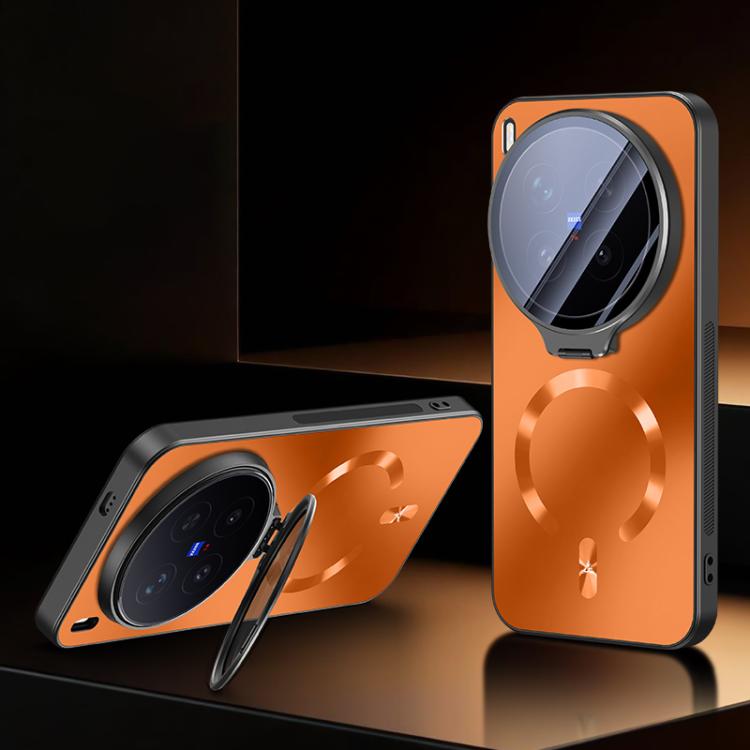 Ice Magnetic Straight Edge Lens Holder Shockproof Phone Case for vivo X200 Ultra, Heat Dissipation Wireless Charging Cover