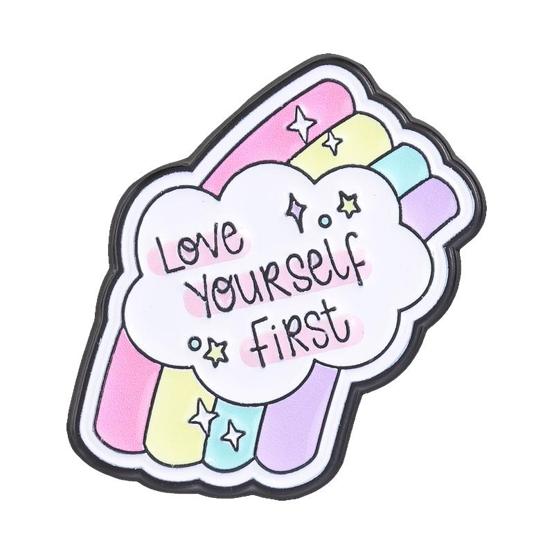 Self-love Quotes Enamel Pins Love Yourself First You re Good Enough Rainbow Cloud Envelope Brooches Lapel Badge Jewelry Gifts