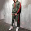 Men's Autumn New Arrival Hooded Patchwork Solid Color Sport Casual Hoodie Set