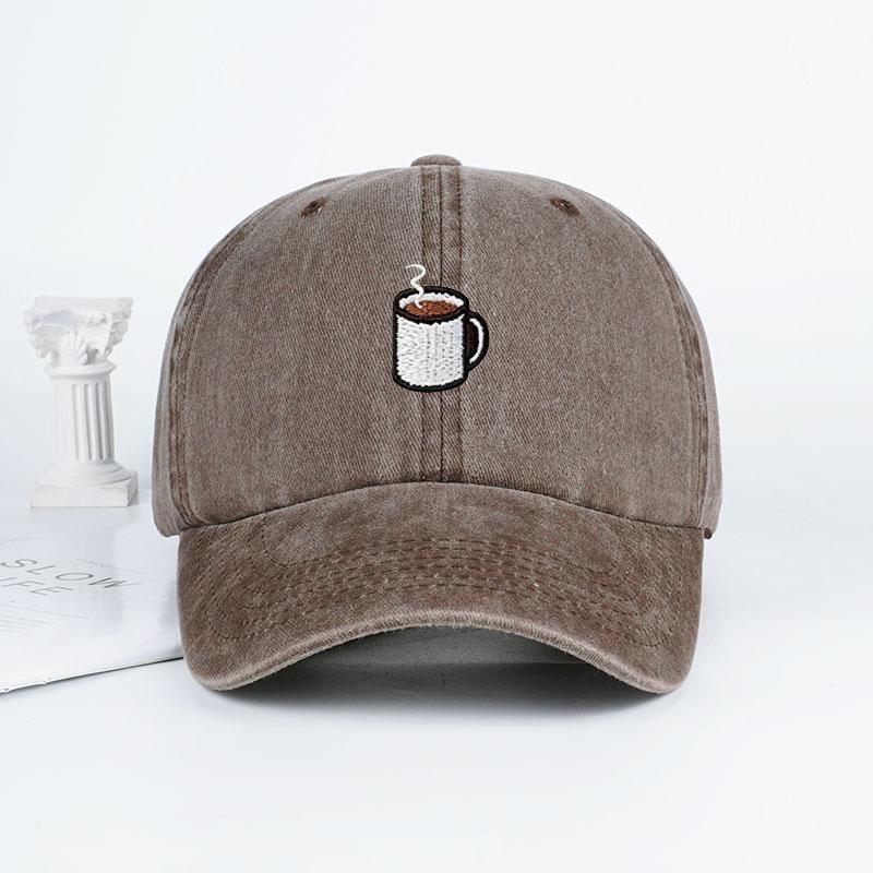 Berretto da Baseball Lavato con Ricamo di Tazza da Caffè – Cappello Solare Unisex Regolabile per Amanti del Caffè, Perfetto per Corsa e Pesca