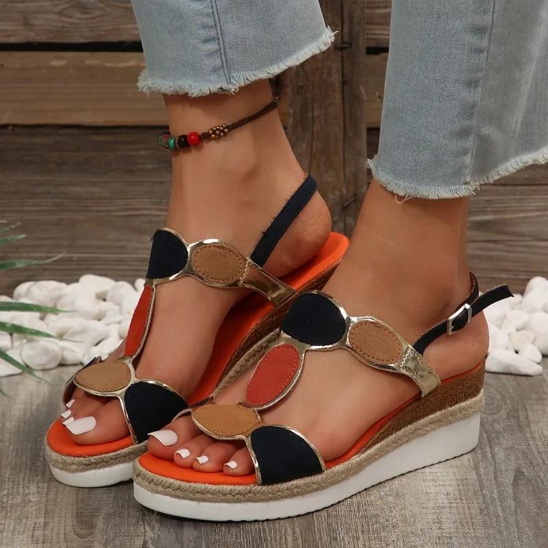 Fashion Wedges Shoes for Women 2024 Summer Women's Designer Sandals Wear-resistant and Slip-resistant Thick-soled Gladiator Sandals