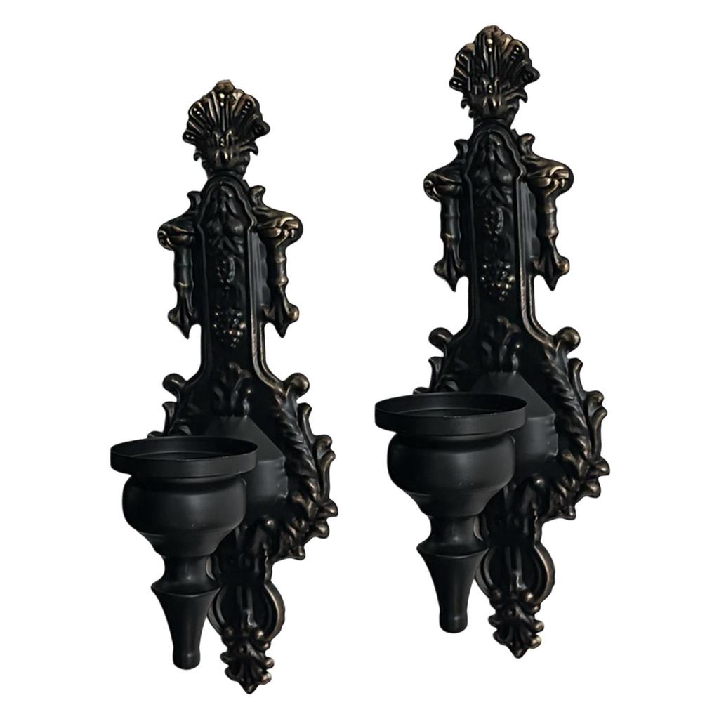 Wall Mounted Iron Candle Holder Pillar Candle Stand Decorative Table Ornament for Ceremony Dining Party Center