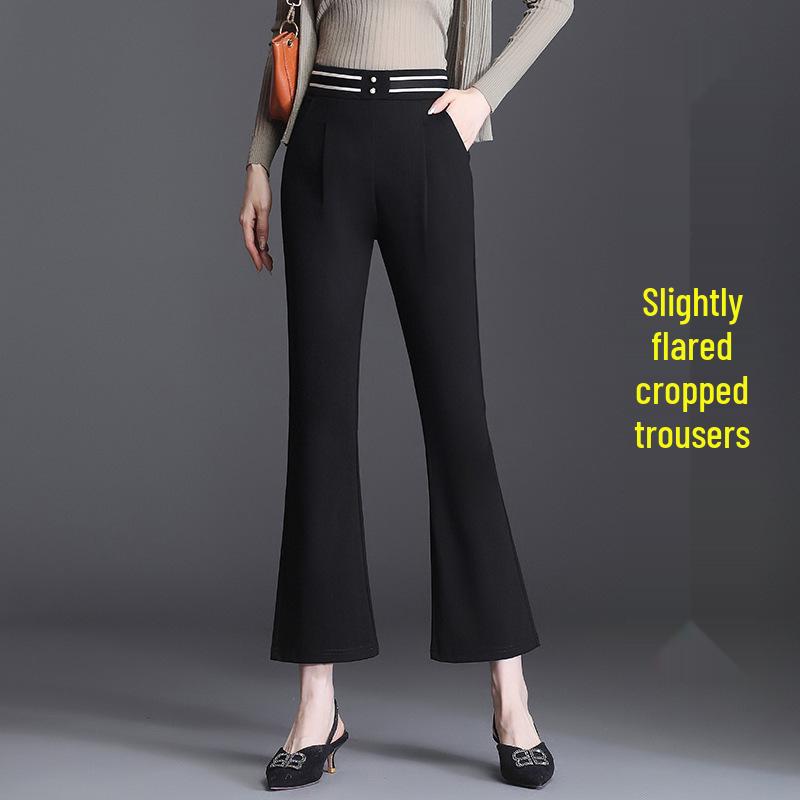 

Women s Micro-Flared Cropped Trousers for Spring/Autumn 2026 - Slimming, Stylish, for Middle-Aged Women with Velvet and Extra Thickness. 3XL (145-155 jin)