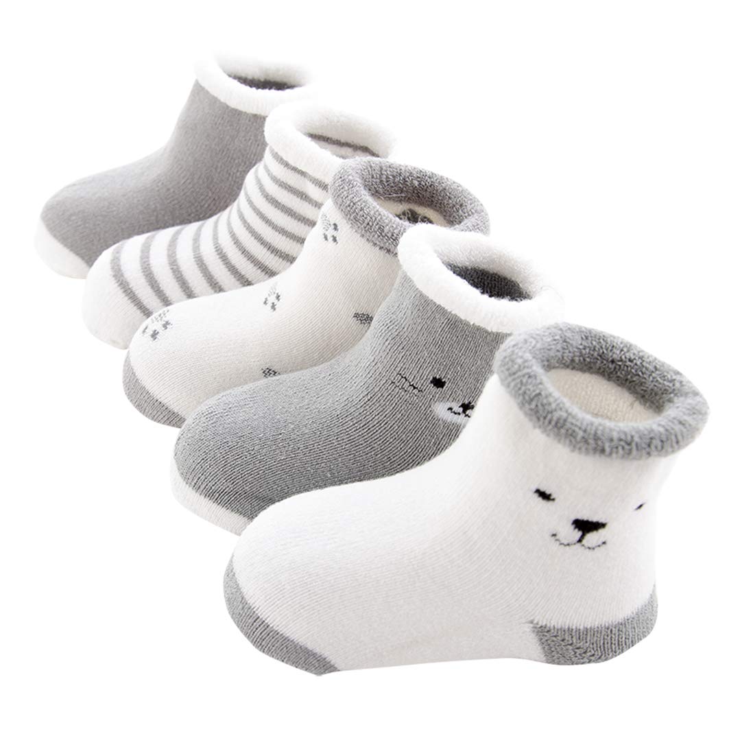 

Baby Newborn Set of 7cm to 9cm [MOMSMENU] Socks, Socks, Cotton, Soft, Autumn/Winter, Thermal, Cute, 5, Gray,
