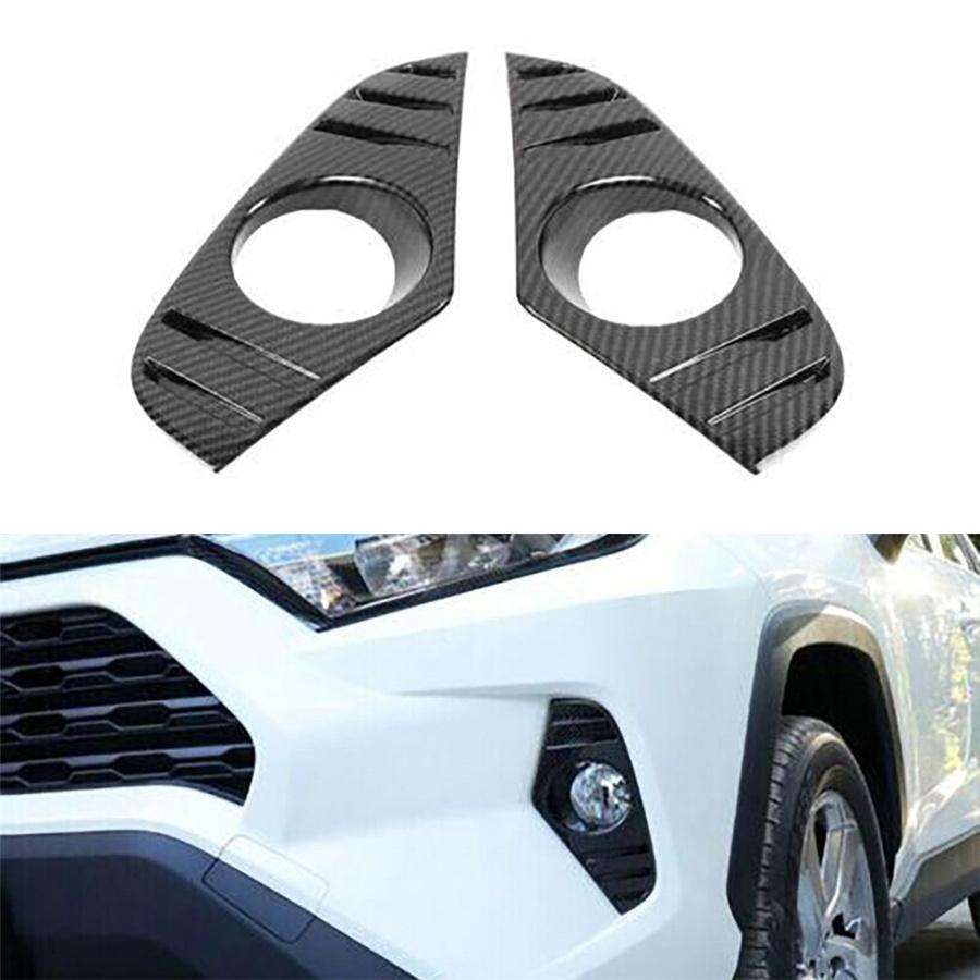 2*Carbon Fiber Color ABS Front Fog Light Lamp Cover Trim Fit For Toyota Rav4 2019-2021