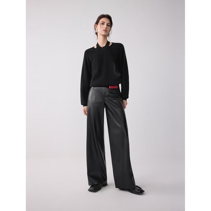 ELLE Women's Faux Two-Piece Lamb Wool Pullover Sweater