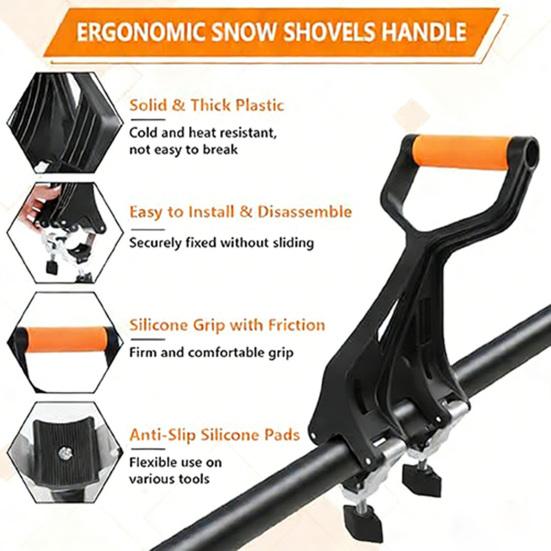 Yousheng 1/2Pcs Extended Grip Ergonomic Shovel Handle Replacement with Dual Anti-Slip Clamps Universal Fit Metal Detector Handle Accessory