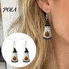 Holiday Themed Jewelry Cute Ghost Earrings, with Pumpkin Wizard Hat Decor, Lightweight Acrylic Earrings Halloween Drop Pendant Party Smooth Edge