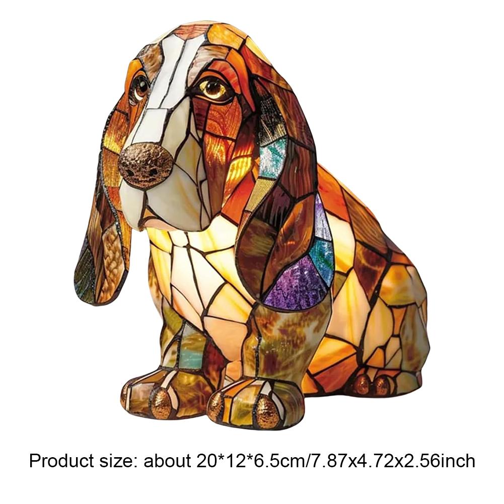 Colored Resin Animal LED Light Dog Series Art Night Light 3D Stained Resin French Handmade Table Lamp Pet Bedroom Ornaments