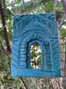 Blue Distressed Wooden Wall Frame Hand Carved Jjharokha Panel Home Decor