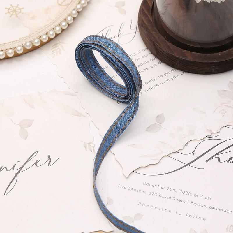 1Roll Versatile Hair Accessories Dark Blue Bag Straps Cowboy Webbing Creative Handicrafts DIY Gift Packaging