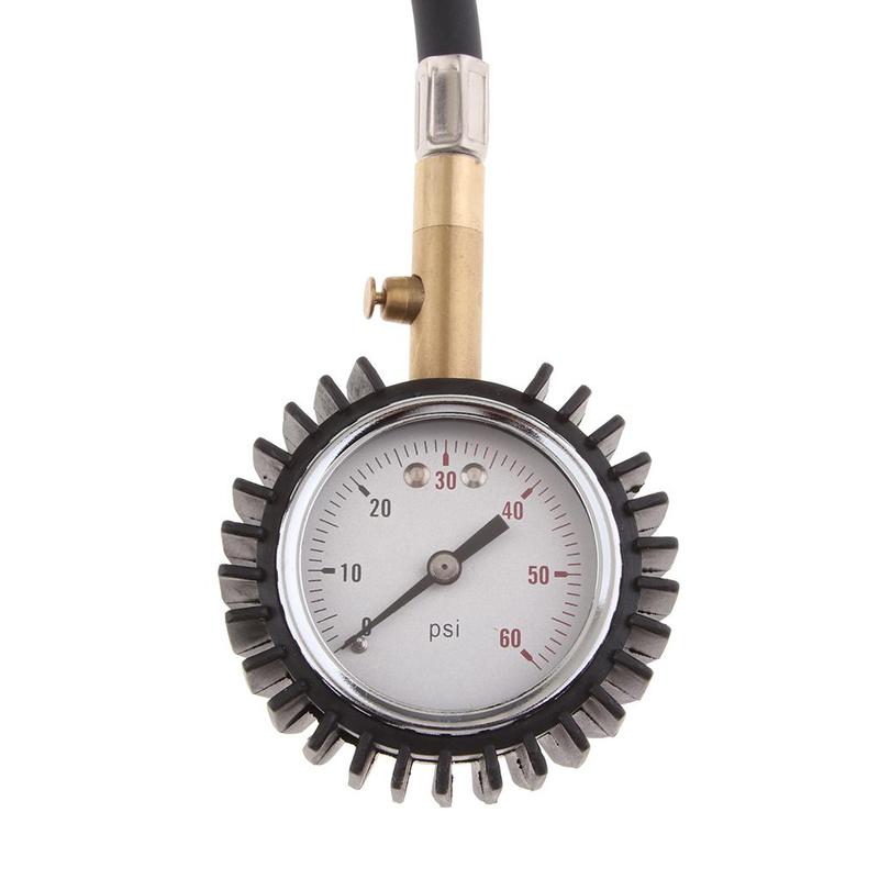 Auto Tyre Air Pressure Gauge 0-60PSI High Accuracy Plastic Dial Meter for Car and Motorcycle Use