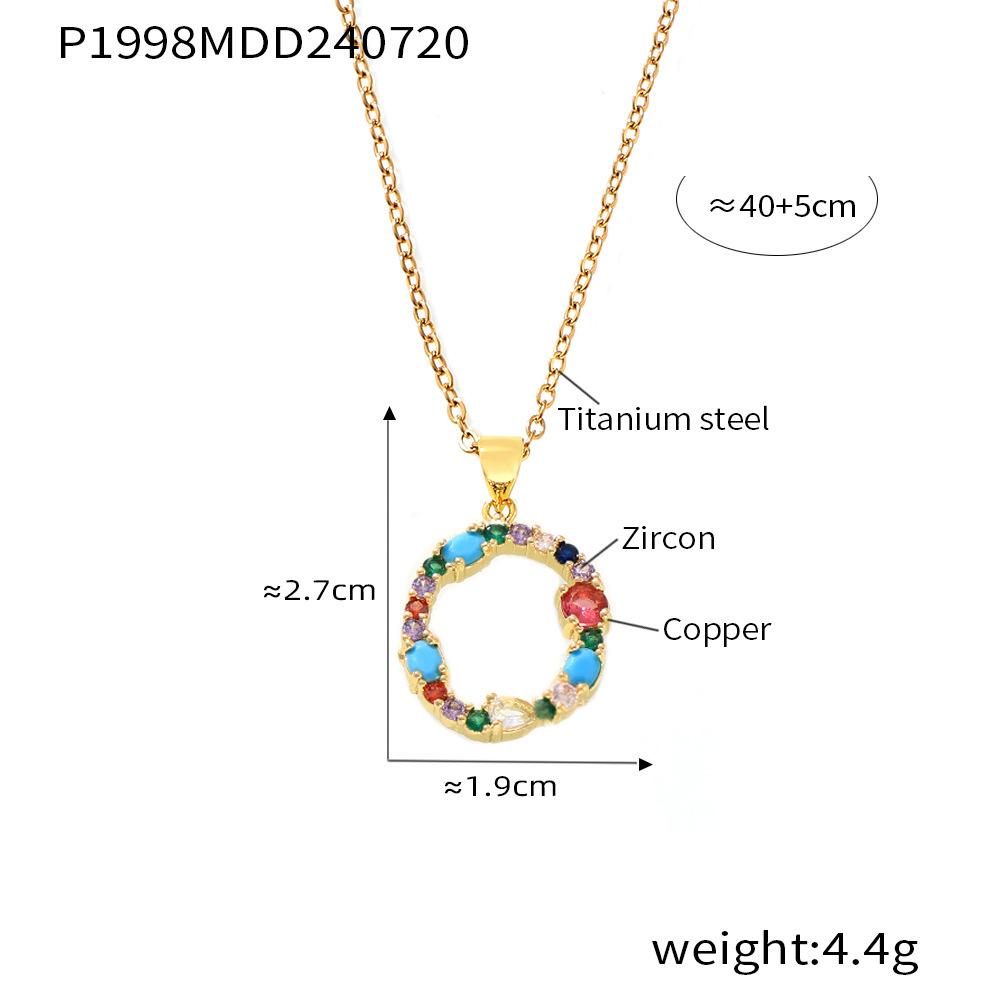 Zircon colorat cu microincrustație de cupru 26 de litere englezești, pandantiv individual personalizat, nișă, lanț clavicular hip-hop