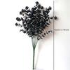 Halloween Black Artificial Plant Vine Eucalyptus Persian Fern Leaf Plastic Fake Flower Grass Home Party Garden Decor Photo Props