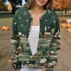 Women's Fashion Printed Long Sleeve Knitted Cardigan Button Down Jacket