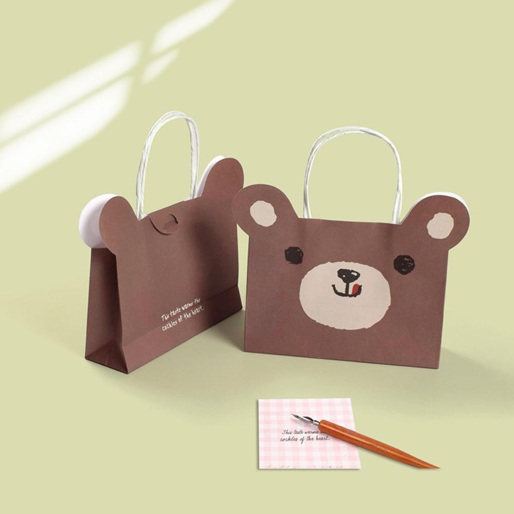 5pcs With Handles Packaging Bags Cute Animal Paper Candy Bags Portable Paper Gift Bag  Candy