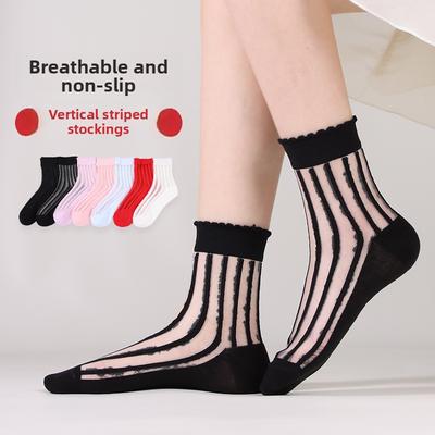 5 Par Pionowe Kryształowe Pończochy Oddychające Przezroczyste Kryształowe Pończochy dla Kobiet Cienkie Skarpety do Połowy Łydki dla Kobiet Wiosna i Lato