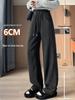 Women's Curved Blade Wide-Leg Pants: New 2026 Plus Velvet Wool for Autumn/Winter - Casual, Loose-Fit, Straight-Leg Design
