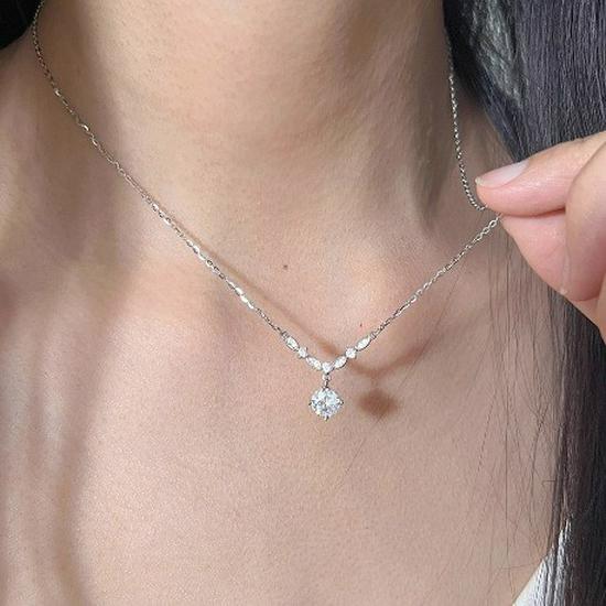 Shining Water Drop Pure Silver Necklace, Women's Light Luxury Clavicle Chain, Birthday Gift