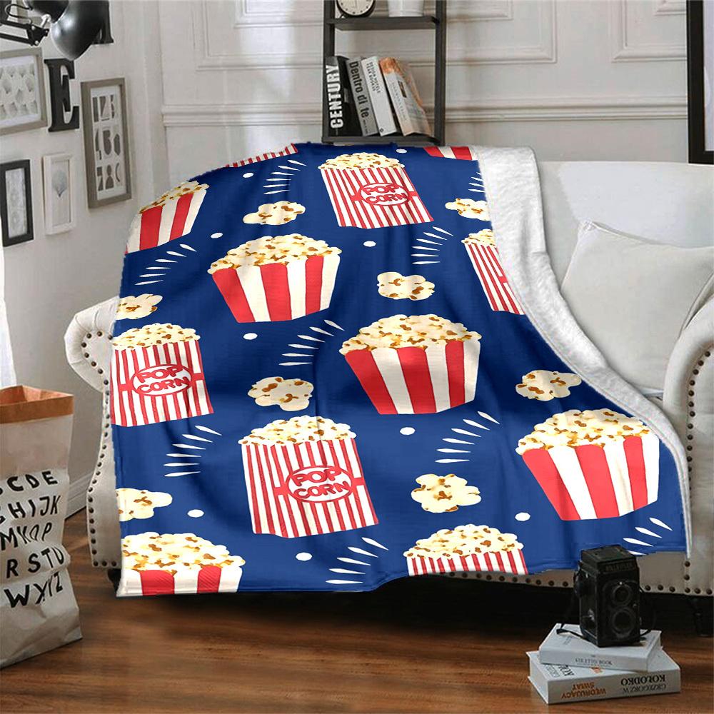 1pc Popcorn Cinema Lightweight Flannel Blanket, Comfortable and Warm Blanket, for Office and Camping Sofa Bed, Livingroom098