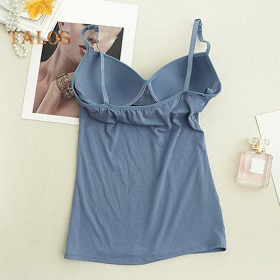 Dámské tílko s vestavěnou podprsenkou, nastavitelné špagetové ramínko, tílko, ležérní tílko bez rukávů pod oblečení na jógu a cvičení