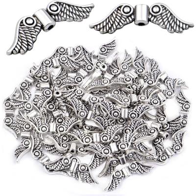20pcs Angel Wing Spacer Beads Tibetan Alloy Vintage Fairy Wing Charm Beads Jewelry Making Accessories for DIY Craft Bracelet Necklace