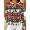 Women's Half Zipper Long Sleeve T-Shirt Christmas Style Pattern Printing Casual Daily Commuter