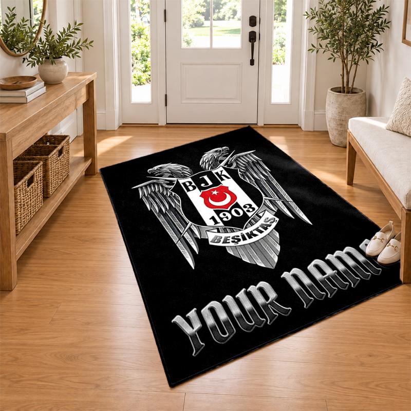 Besiktas JK Custom Name Personalized Rug Non‑Slip Doormat Floor Carpet Housewarming Birthday Gift for Family Friends