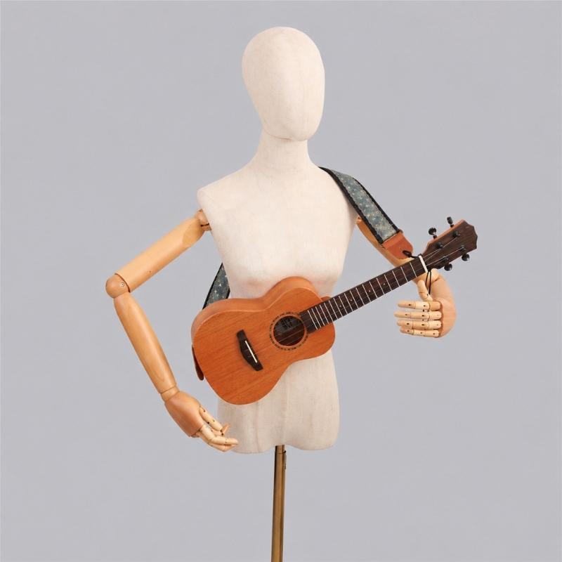Cowboy Star Pattern Ukulele Strap Leather Adjustable Shoulder Strap Acoustic Ukulele Belt for Comfortable Playing
