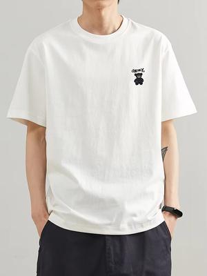 2025 New Summer Mens Shortsleeved Tshirt Mens Loose Round Neck Bottoming Trend White Casual New Boys Short Tshirt