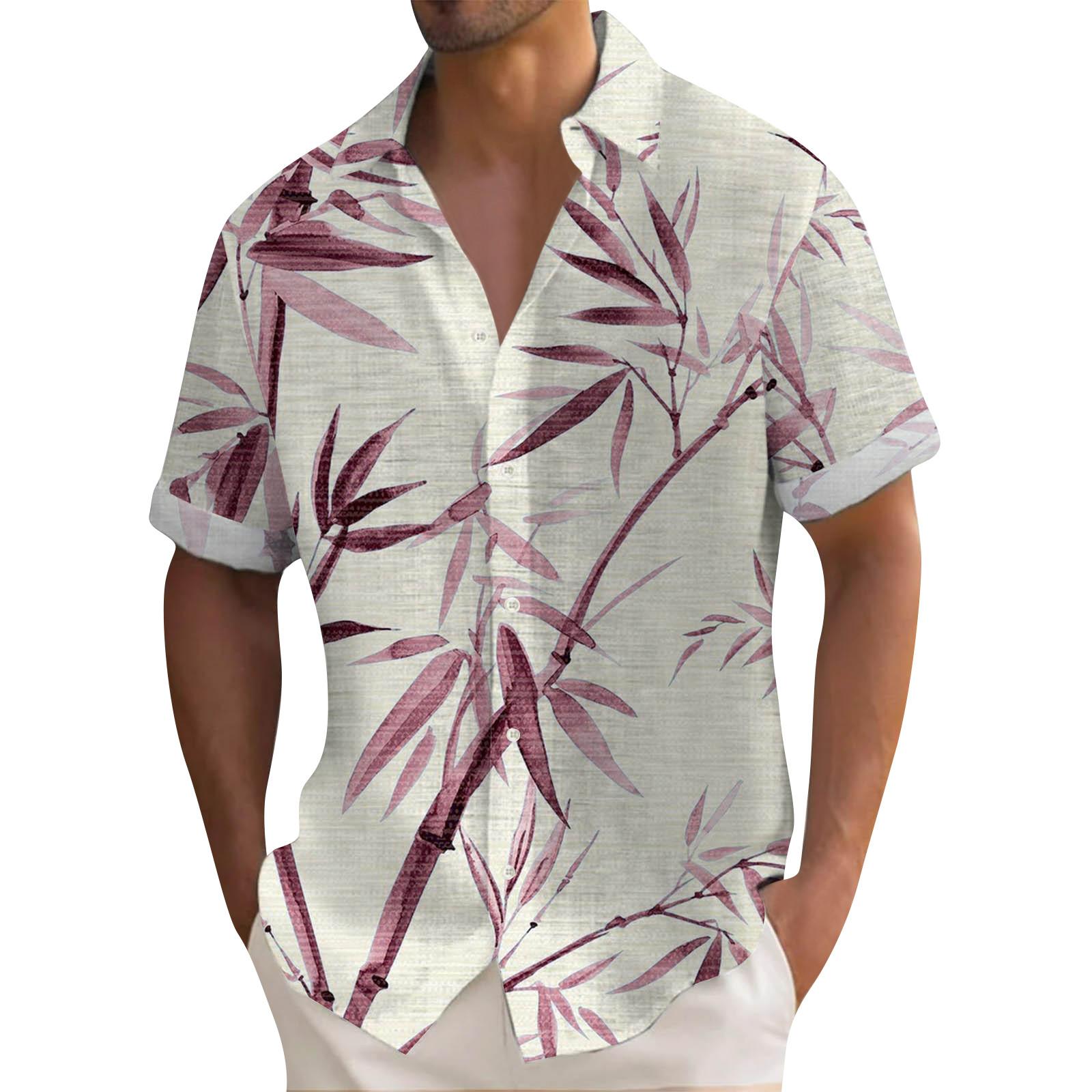 

Мужские винтажные рубашки для боулинга на пуговицах с коротким рукавом, летняя пляжная рубашка L