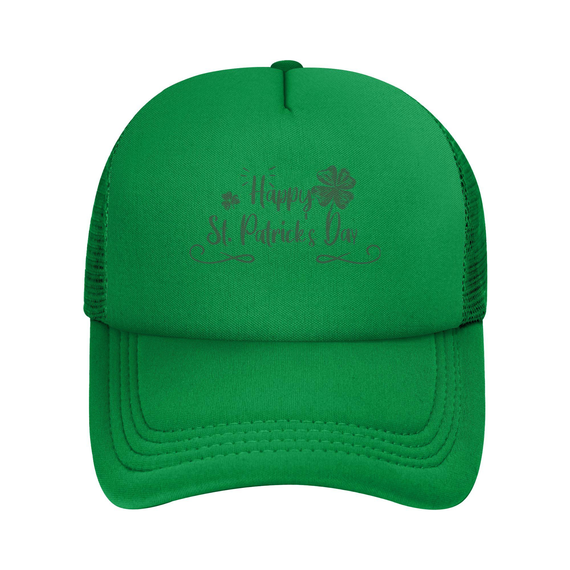 

Happy ST PATRICKS DAY Mesh Foam Trucker Hat Fashion Unisex Breathable Meshback Sun Caps Adjustbale For Casual Headwear One Size