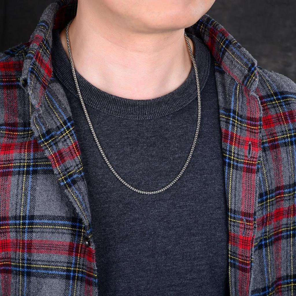 Vintage S925 Sterling Silver Oxidized Popcorn Chain Necklace for Men & Women