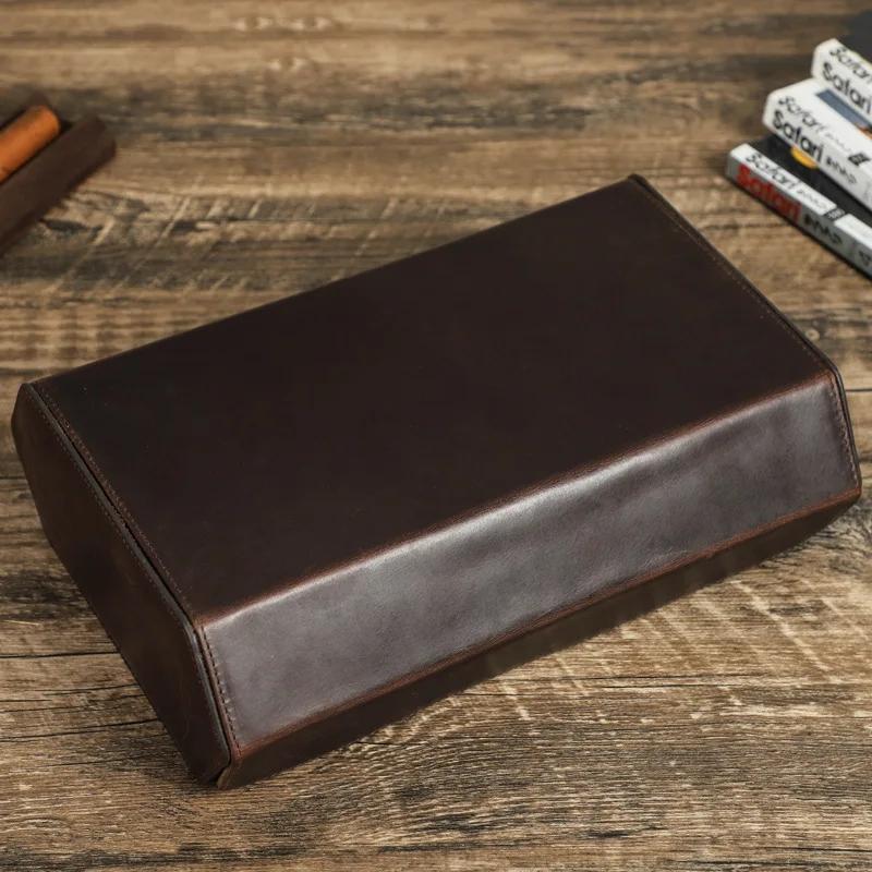 Vintage Genuine Leather Watch Roll Box 1/2/3/4/6/8 Grids Watch Travel Case Organizers Display Holder Men Women Watches Jewelry