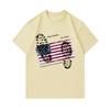 Men's 100% Cotton Crew Neck Short Sleeve T-Shirt, Distressed USA Flag Fake Friends No Trust Print Casual Comfortable Tee for Daily Wear