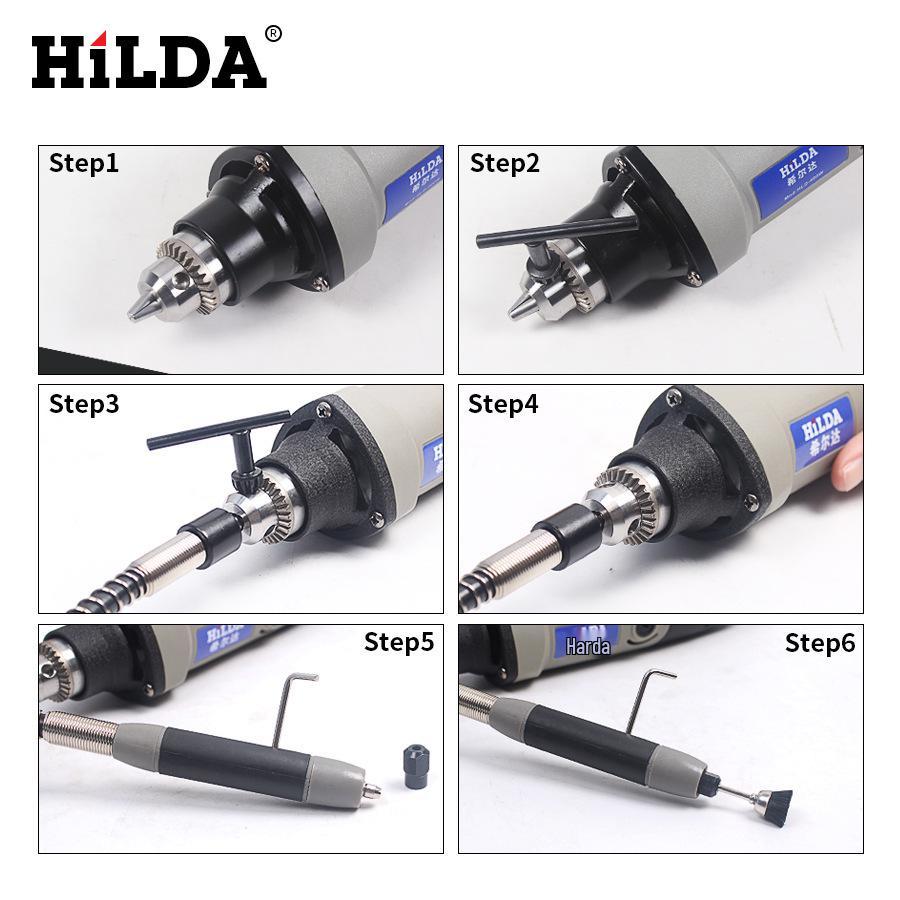 6mm Flexible Shaft Electric Drill & Grinder Engraving Tool with Extension Chuck and Hose Adapter