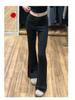 Charcoal Gray Women's High Waist Slimming Flared Sweatpants - Petite Autumn/Winter Bell Bottoms