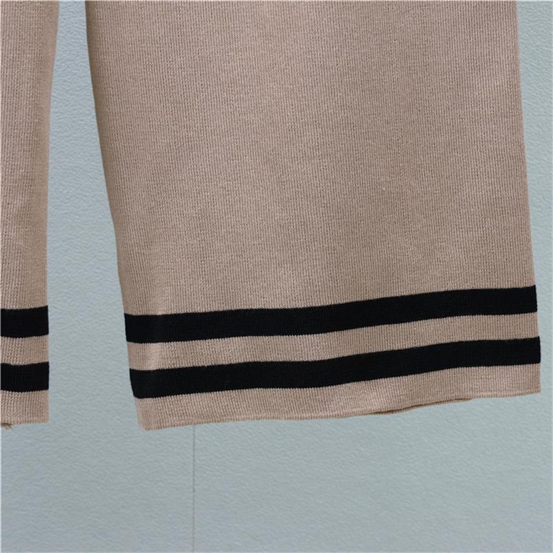 Women's Autumn Fashion Round Neck Knitted Cardigan Set Wide Leg Pants Sports Two Piece Set