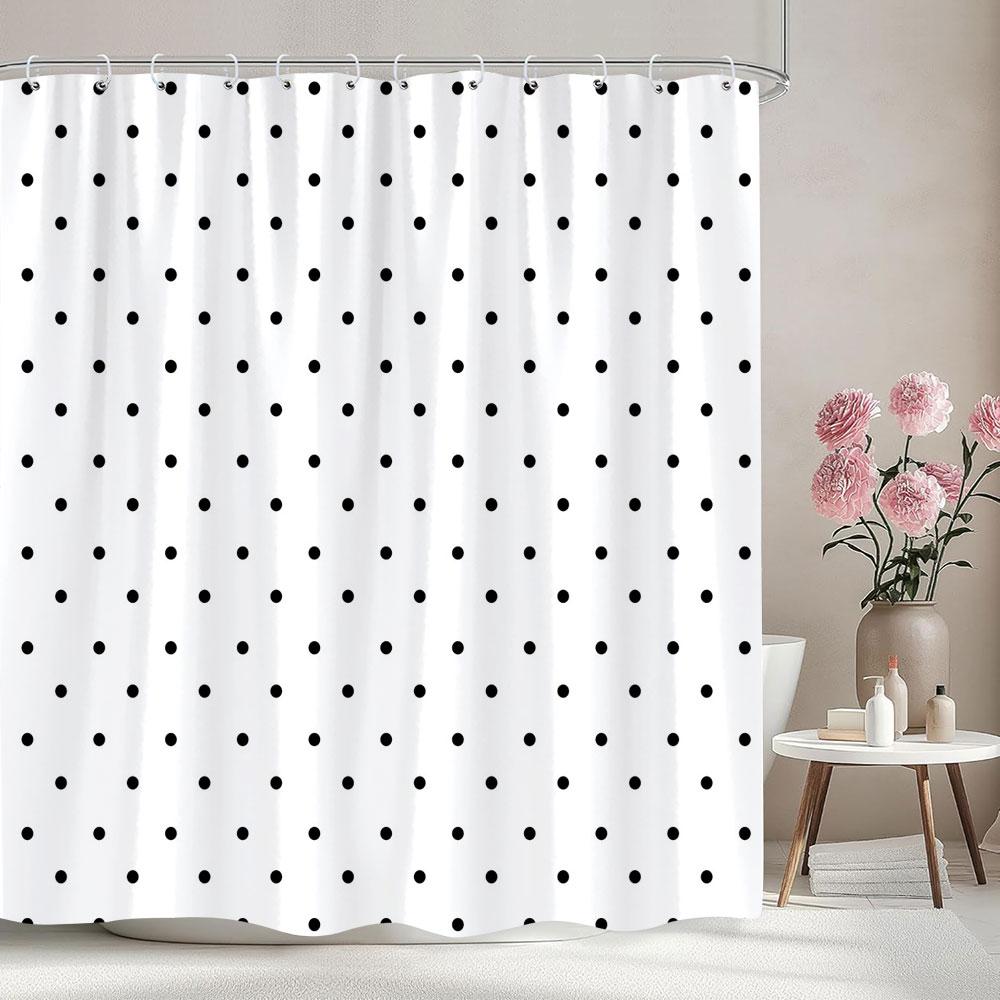 Abstract Geometric Lines Shower Curtain Irregular Pattern Square Wave Pattern Polyester Shower Curtain Bathroom Decor With Hooks