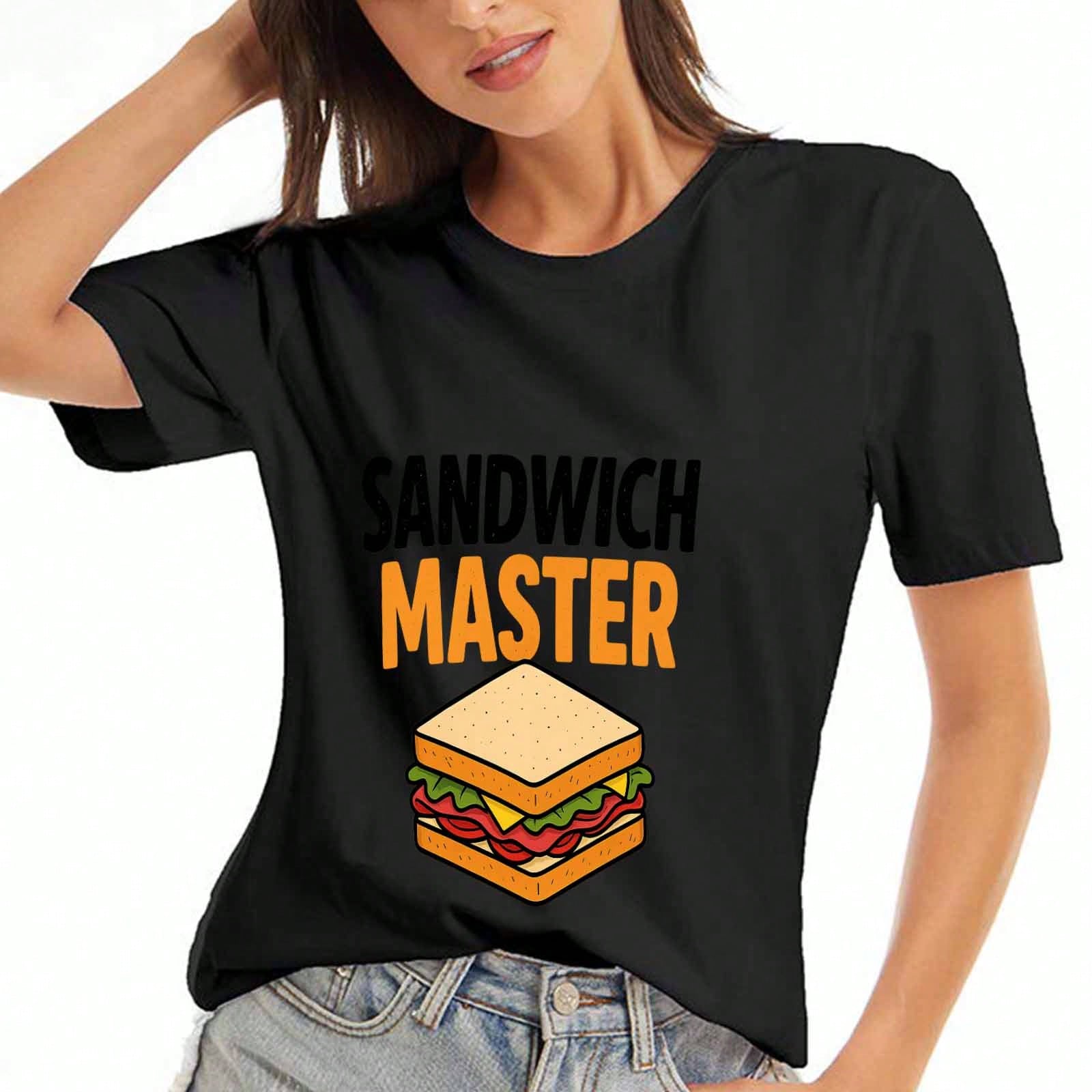 Sandwich Lover Cotton T Shirt, Pure Cotton Highquality Print, Durable, Casual And Fashionable. Perfect For Foodies, Cute Sandwich Graphic Tee For , G S разноцветный