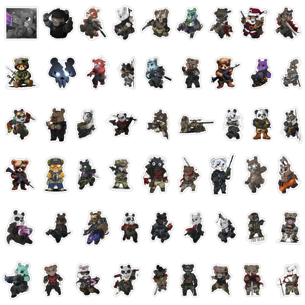50 New Tactical Teddy Graffiti Stickers Decorate Suitcase Notebook Guitar Cartoon Stickers