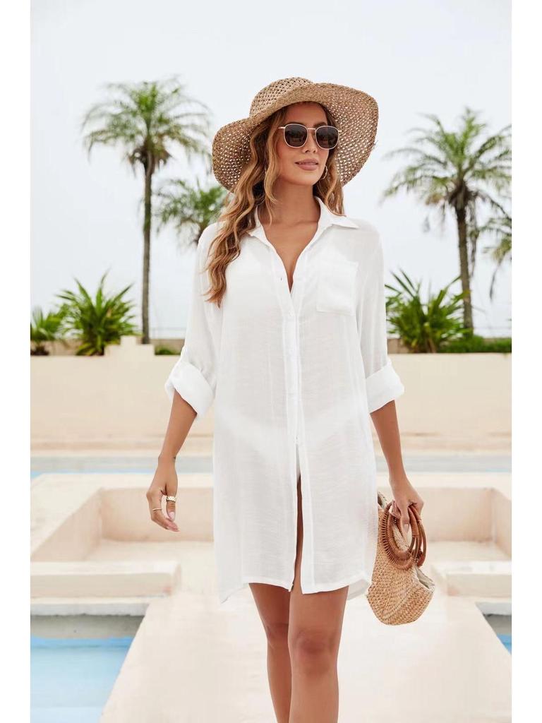 European & American Women's Summer Bikini Cover-up: Knitted Beach Cardigan