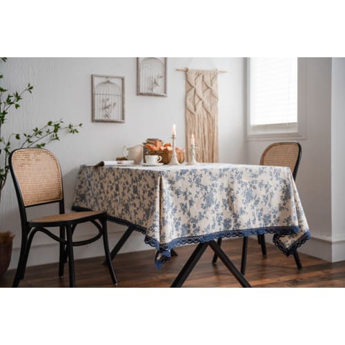 KUIYN Tablecloth, Nordic Table Mat, Dining Table Cover, Made of Natural Cotton and Linen Materials, Easy To Clean, Mildew Resistant, Thick, Durable, P