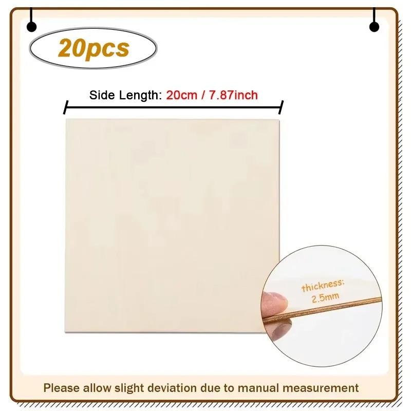 DIY Artists Wooden Square Pieces - 15/20/25/30cm Unfinished Blank Smooth Wood for Crafting Carving And Home Decor