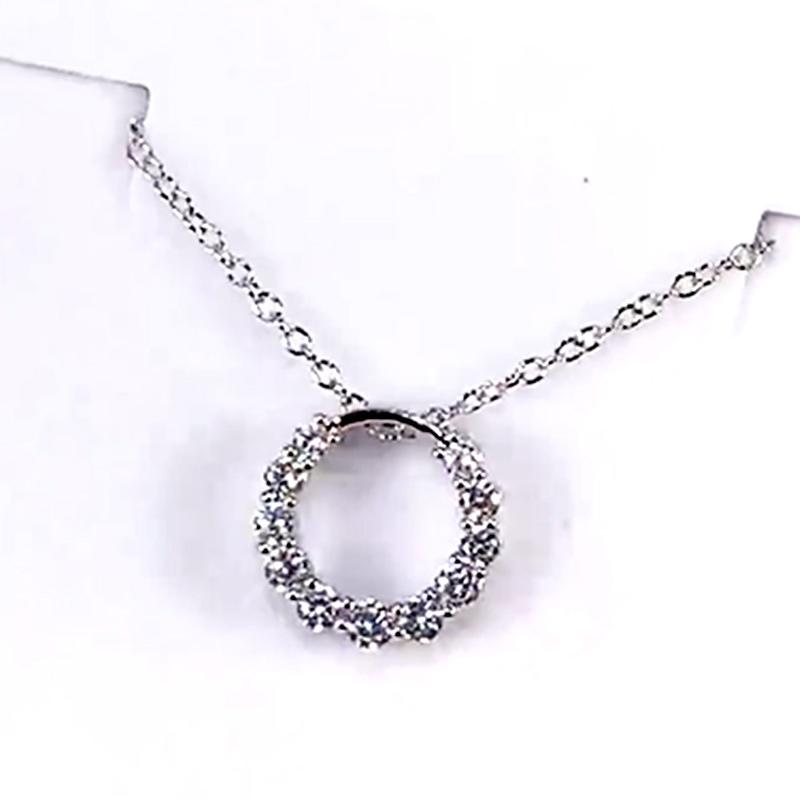 New Simple Stylish Brilliant Cubic Zirconia Circle Pendant Necklace for Women Party Elegant Daily Wear Necklaces High Quality
